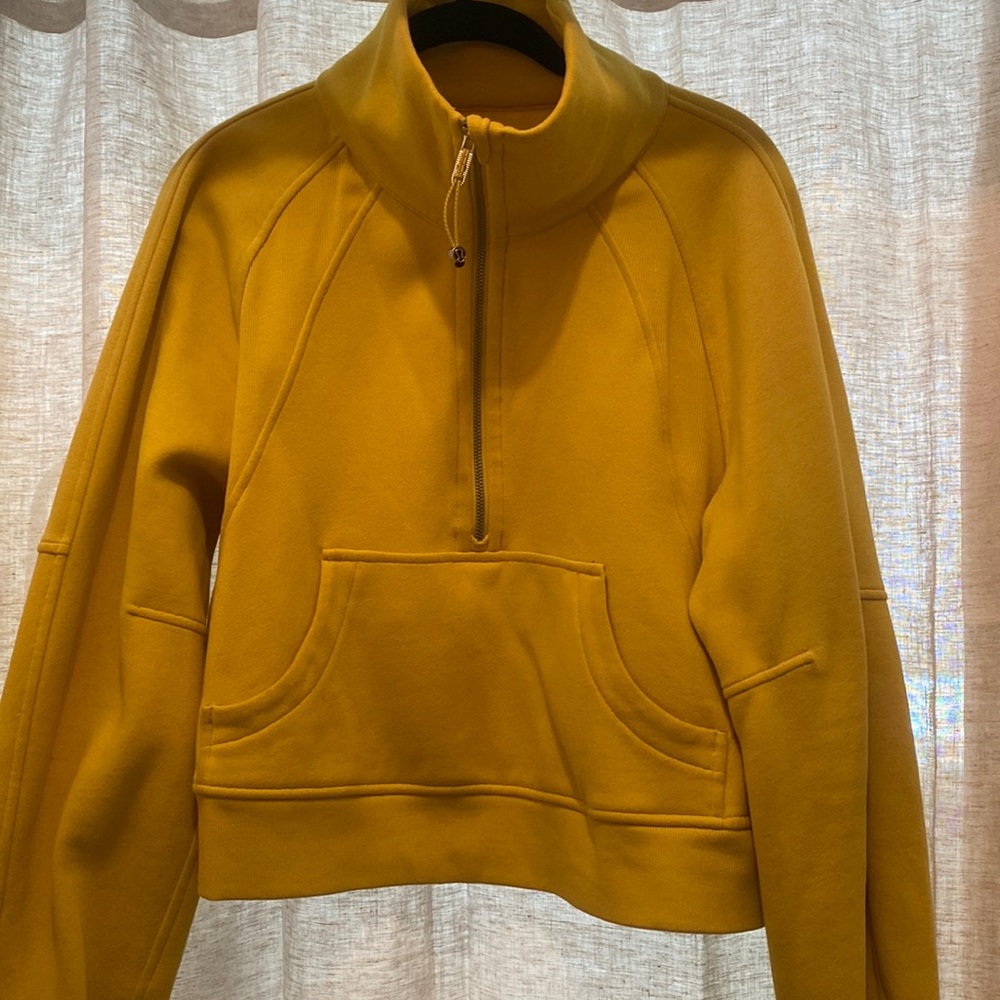 Yellow cropped lululemon sweatshirt